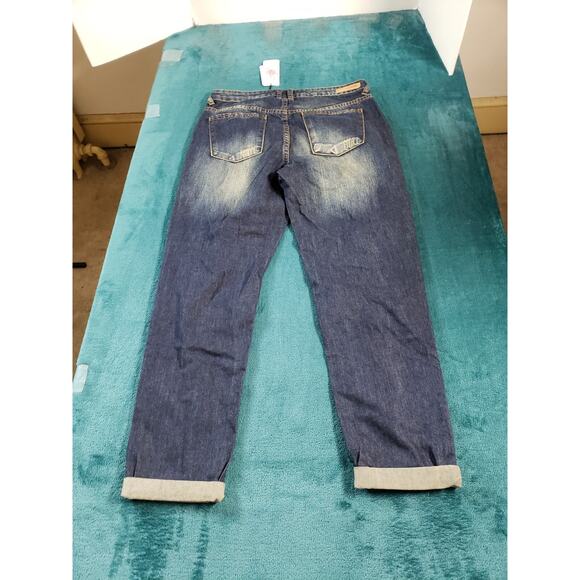 Soho Babe Jeans Sz 5 Womens Blue Mid Rise Cuffed Crop Distressed Stretch NWT - Picture 12 of 15